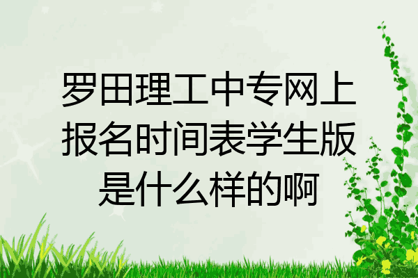 罗田理工中专网上报名时间表学生版是什么样的啊
