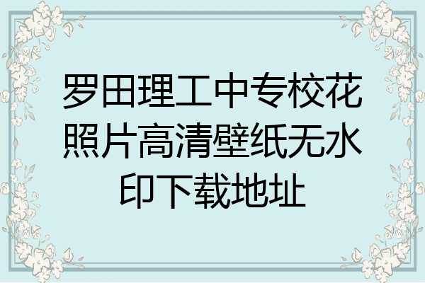 罗田理工中专校花照片高清壁纸无水印下载地址
