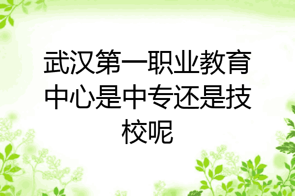 武汉第一职业教育中心是中专还是技校呢