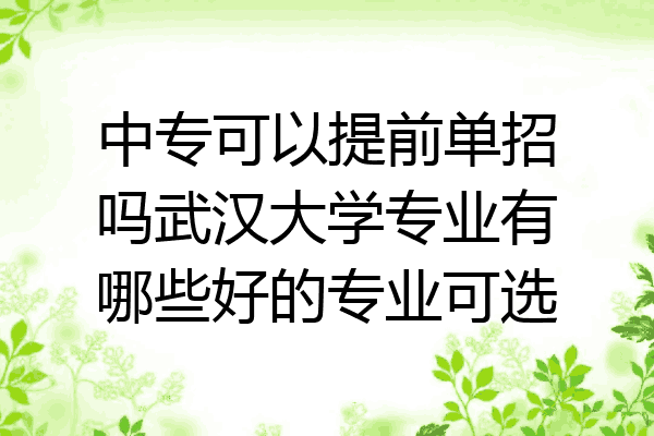 中专可以提前单招吗武汉大学专业有哪些好的专业可选