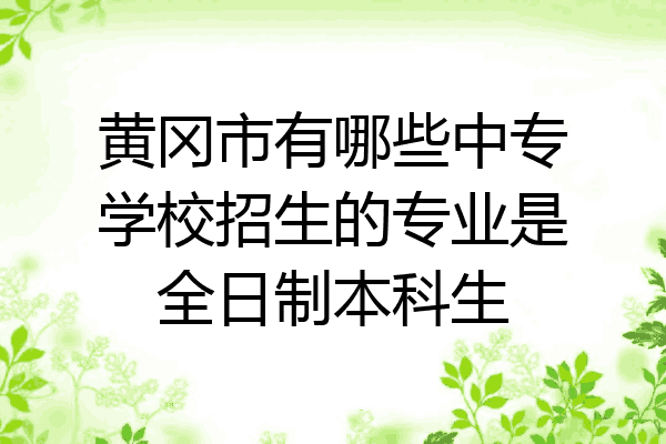 黄冈市有哪些中专学校招生的专业是全日制本科生