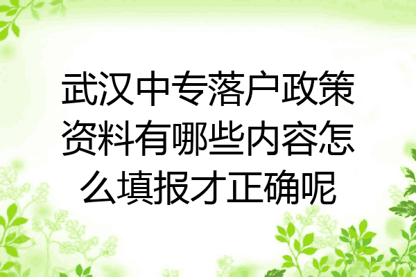 武汉中专落户政策资料有哪些内容怎么填报才正确呢