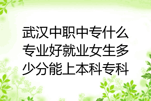 武汉中职中专什么专业好就业女生多少分能上本科专科