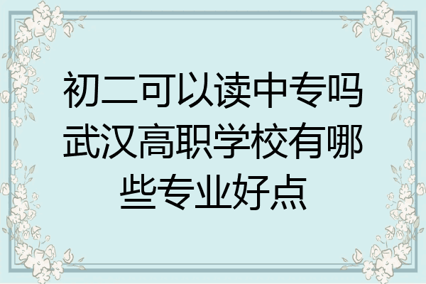 初二可以读中专吗武汉高职学校有哪些专业好点