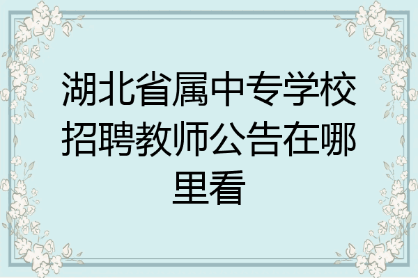 湖北省属中专学校招聘教师公告在哪里看