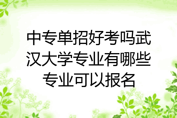 中专单招好考吗武汉大学专业有哪些专业可以报名