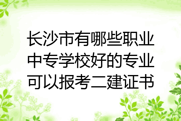 长沙市有哪些职业中专学校好的专业可以报考二建证书