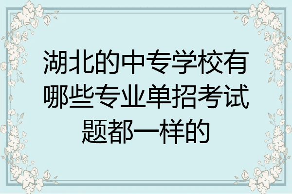湖北的中专学校有哪些专业单招考试题都一样的