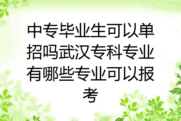 中专毕业生可以单招吗武汉专科专业有哪些专业可以报考