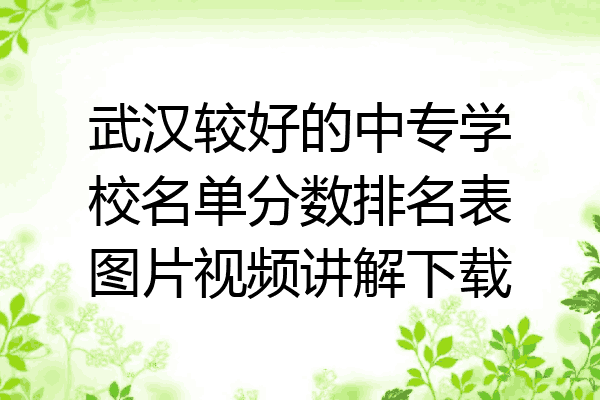 武汉较好的中专学校名单分数排名表图片视频讲解下载