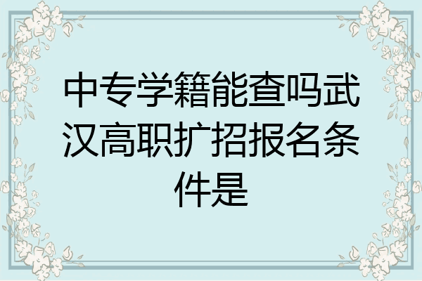 中专学籍能查吗武汉高职扩招报名条件是