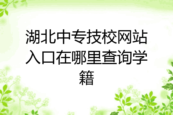 湖北中专技校网站入口在哪里查询学籍