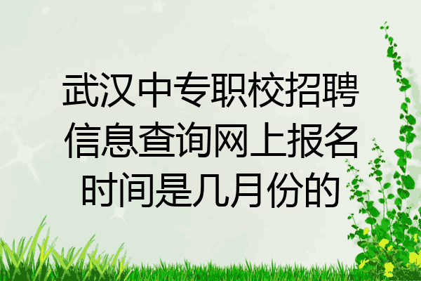 武汉中专职校招聘信息查询网上报名时间是几月份的