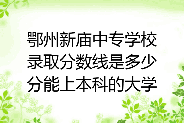 鄂州新庙中专学校录取分数线是多少分能上本科的大学
