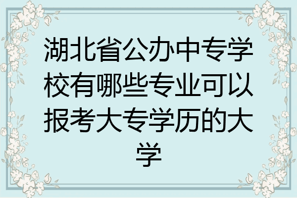 湖北省公办中专学校有哪些专业可以报考大专学历的大学