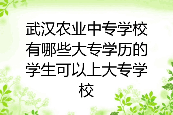 武汉农业中专学校有哪些大专学历的学生可以上大专学校