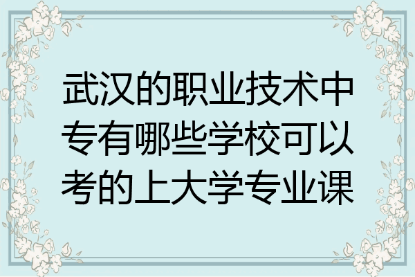 武汉的职业技术中专有哪些学校可以考的上大学专业课