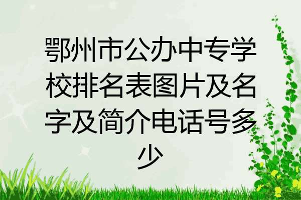 鄂州市公办中专学校排名表图片及名字及简介电话号多少