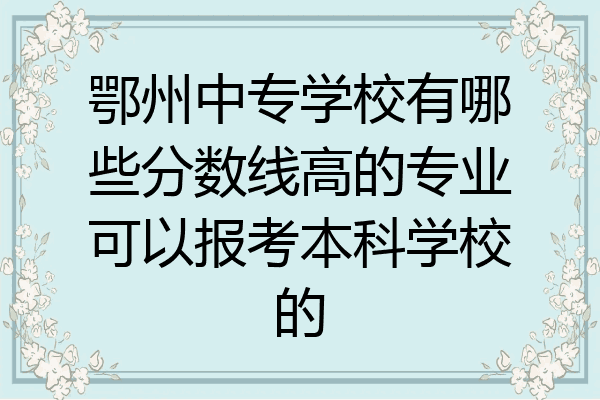 鄂州中专学校有哪些分数线高的专业可以报考本科学校的