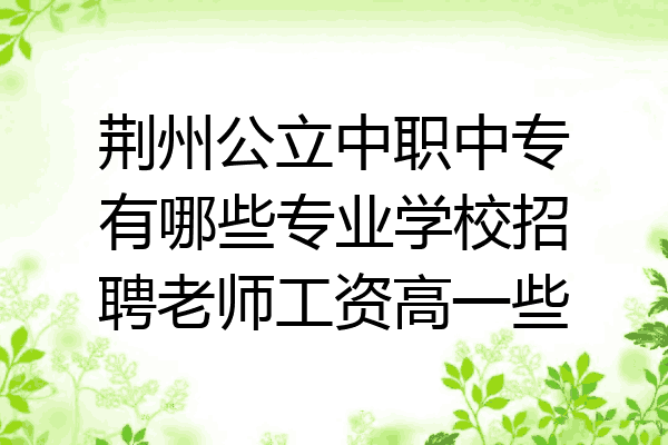 荆州公立中职中专有哪些专业学校招聘老师工资高一些