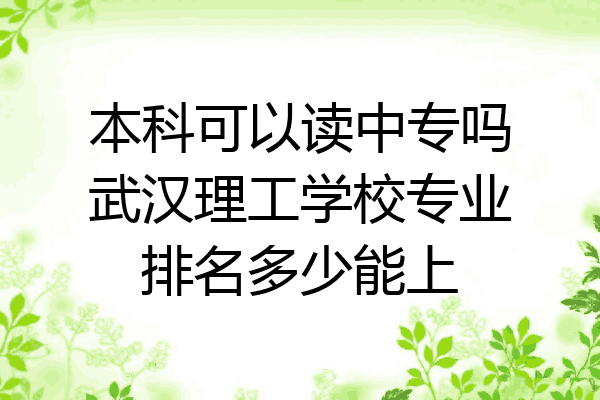 本科可以读中专吗武汉理工学校专业排名多少能上