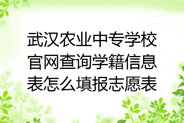 武汉农业中专学校官网查询学籍信息表怎么填报志愿表