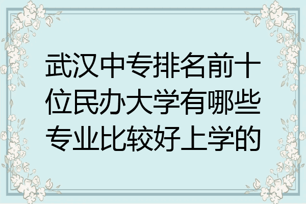 武汉中专排名前十位民办大学有哪些专业比较好上学的