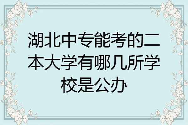 湖北中专能考的二本大学有哪几所学校是公办