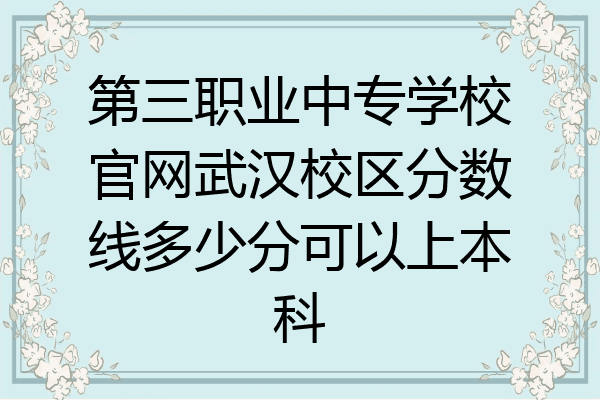 第三职业中专学校官网武汉校区分数线多少分可以上本科
