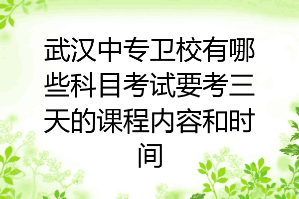 武汉中专卫校有哪些科目考试要考三天的课程内容和时间