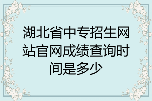 湖北省中专招生网站官网成绩查询时间是多少
