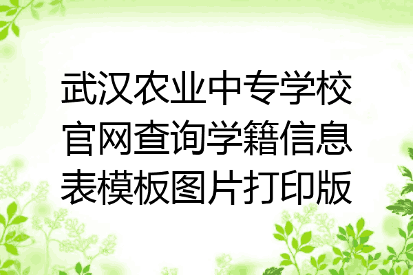 武汉农业中专学校官网查询学籍信息表模板图片打印版