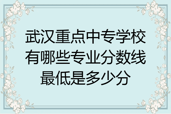 武汉重点中专学校有哪些专业分数线最低是多少分
