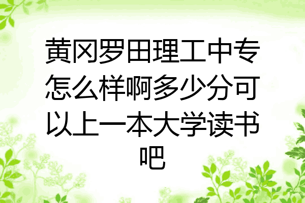 黄冈罗田理工中专怎么样啊多少分可以上一本大学读书吧