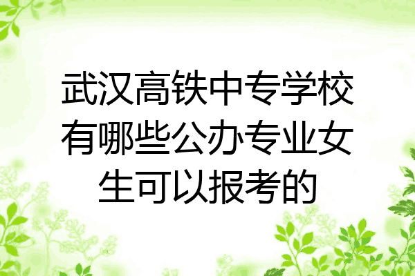 武汉高铁中专学校有哪些公办专业女生可以报考的