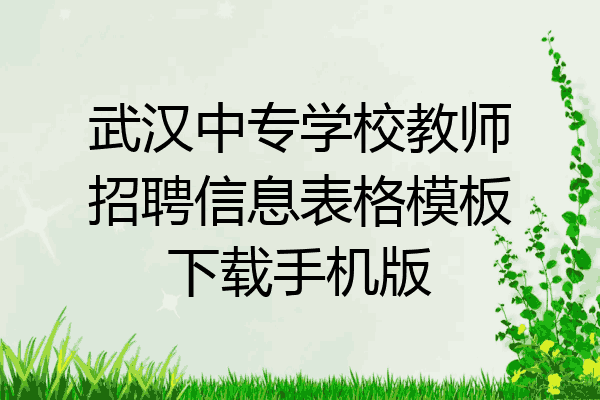 武汉中专学校教师招聘信息表格模板下载手机版