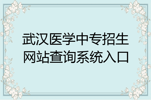 武汉医学中专招生网站查询系统入口