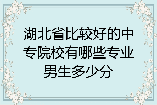 湖北省比较好的中专院校有哪些专业男生多少分