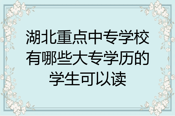 湖北重点中专学校有哪些大专学历的学生可以读