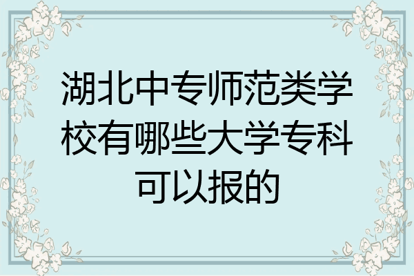 湖北中专师范类学校有哪些大学专科可以报的