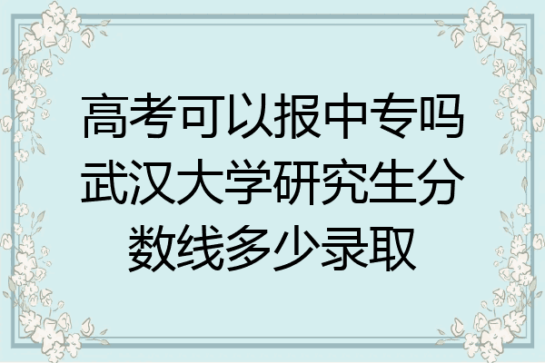 高考可以报中专吗武汉大学研究生分数线多少录取