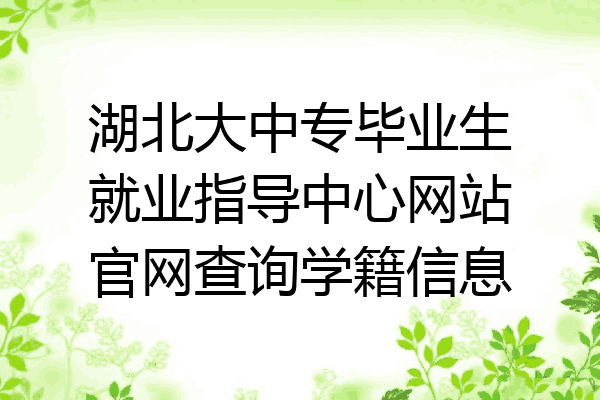 湖北大中专毕业生就业指导中心网站官网查询学籍信息