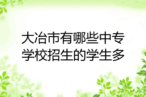 大冶市有哪些中专学校招生的学生多