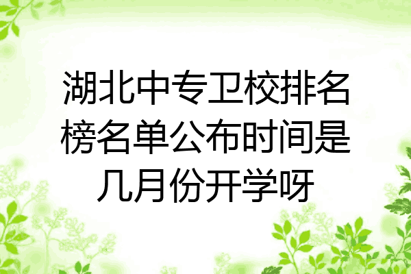 湖北中专卫校排名榜名单公布时间是几月份开学呀