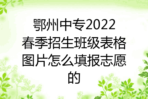 鄂州中专2022春季招生班级表格图片怎么填报志愿的