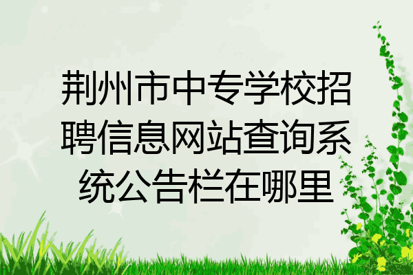 荆州市中专学校招聘信息网站查询系统公告栏在哪里
