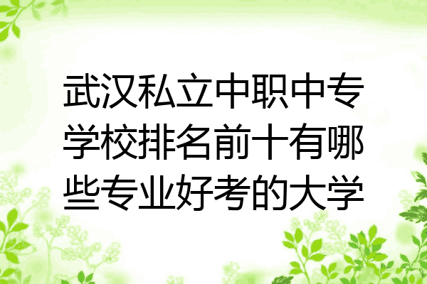 武汉私立中职中专学校排名前十有哪些专业好考的大学