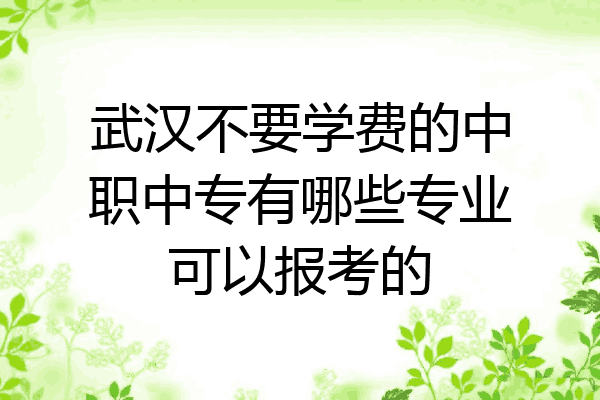 武汉不要学费的中职中专有哪些专业可以报考的