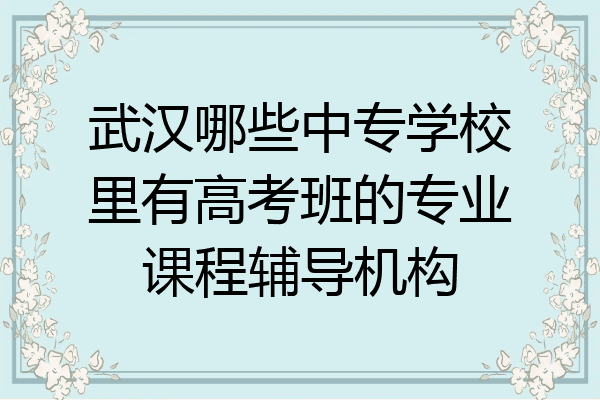 武汉哪些中专学校里有高考班的专业课程辅导机构