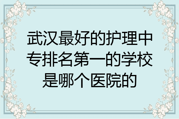 武汉最好的护理中专排名第一的学校是哪个医院的